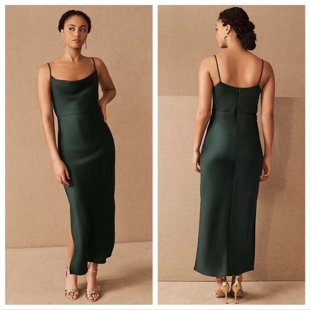 BHLDN Anthropologie Cali Satin Charmeuse MIDI Dress Size 8